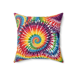 Vibrant Tie Die Spiral Polyester Square Pillow - Dipaliz - Throw Pillows