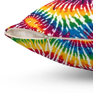 Vibrant Tie Die Spiral Polyester Square Pillow - Dipaliz - Throw Pillows
