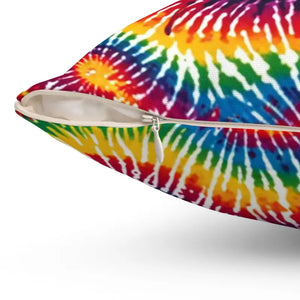 Vibrant Tie Die Spiral Polyester Square Pillow - Dipaliz - Throw Pillows