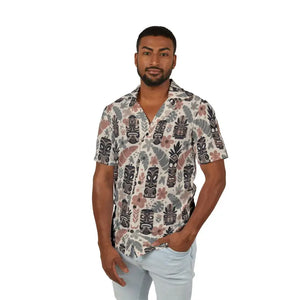 Hawaiian Camp Shirt with Vibrant Tiki Patterns - Dipaliz - Shirts