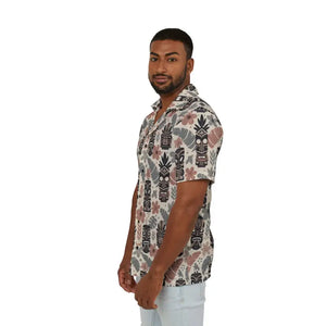 Hawaiian Camp Shirt with Vibrant Tiki Patterns - Dipaliz - Shirts