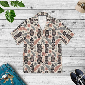 Hawaiian Camp Shirt with Vibrant Tiki Patterns - Dipaliz - Xs - Shirts