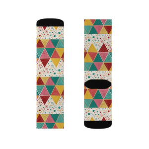 Vibrant Sublimated Print Socks - Triangle Pattern - Dipaliz