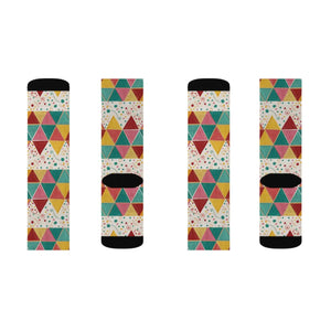 Vibrant Sublimated Print Socks - Triangle Pattern - Dipaliz