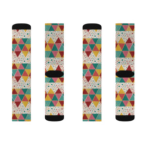 Vibrant Sublimated Print Socks - Triangle Pattern - Dipaliz