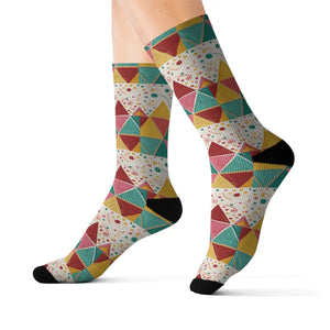 Vibrant Sublimated Print Socks - Triangle Pattern - Dipaliz