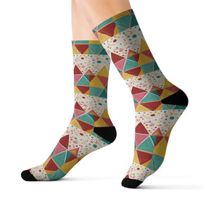 Vibrant Sublimated Print Socks - Triangle Pattern - Dipaliz