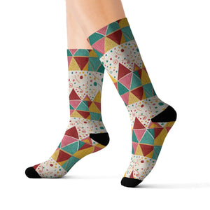 Vibrant Sublimated Print Socks - Triangle Pattern - Dipaliz