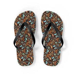 Unisex Flip Flops - Vibrant Paisley Pattern Summer Style - Dipaliz - m / Black Sole - Slippers