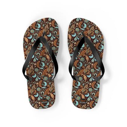 Unleash Summer Vibes with Unisex Paisley Flip Flops! - m / Black Sole Shoes