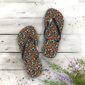 Unisex Flip Flops - Vibrant Paisley Pattern Summer Style - Dipaliz - Slippers