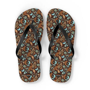Unisex Flip Flops - Vibrant Paisley Pattern Summer Style - Dipaliz - Xl / Black Sole - Slippers
