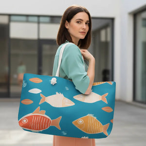 Vibrant Water Pattern Tote - Oversized Polyester Weekender - Dipaliz - Luggage & Bags