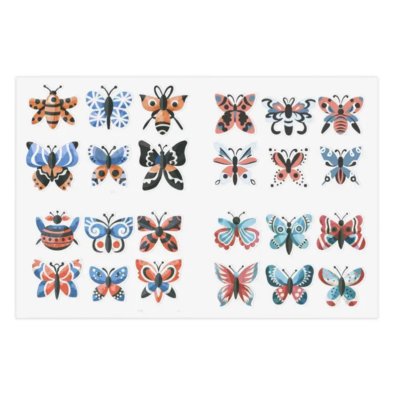 Vibrant Watercolor Butterfly Sticker Sheets for 2024 Trends - 6’’ × 4’’ / Transparent / Die-cut Paper Products