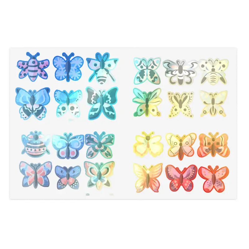 Vibrant Watercolor Butterfly Sticker Sheets for 2024 Trends - 6’’ × 4’’ / Holographic / Die-cut Paper Products