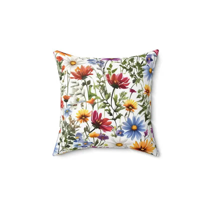 Blooming Wild Flowers Polyester Pillow for Vibrant Decor - 14’’ × Home