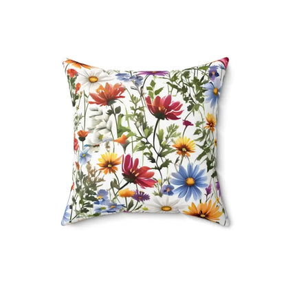 Blooming Wild Flowers Polyester Pillow for Vibrant Decor - 16’’ × Home