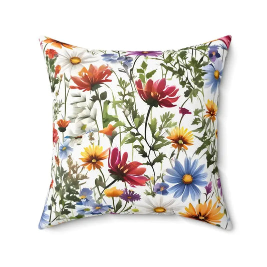 Blooming Wild Flowers Polyester Pillow for Vibrant Decor - 20’’ × Home