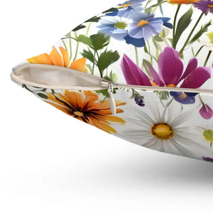 Polyester Square Pillow Wild Flowers Vibrant Cozy Decor - Dipaliz - Throw Pillows