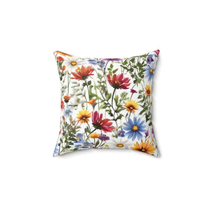Polyester Square Pillow Wild Flowers Vibrant Cozy Decor - Dipaliz - Throw Pillows