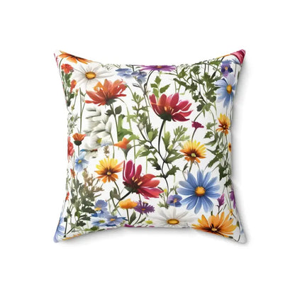 Blooming Wild Flowers Polyester Pillow for Vibrant Decor - Home