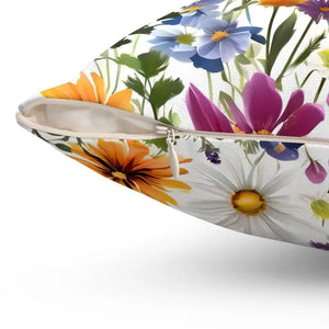 Polyester Square Pillow Wild Flowers Vibrant Cozy Decor - Dipaliz - Throw Pillows