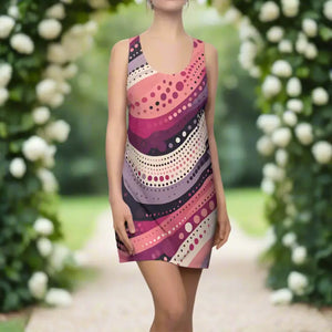 Vibrant Racerback Dress Abstract Swirl for Sunny Days - Dipaliz - Dresses