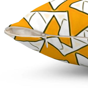 Yellow Abstract Pattern Polyester Square Pillow - Vibrant Home Decor - Dipaliz - Throw Pillows