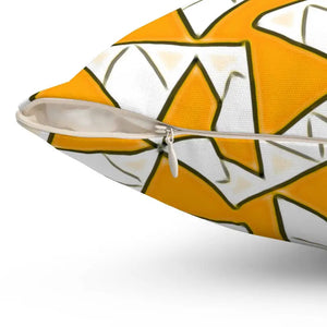 Yellow Abstract Pattern Polyester Square Pillow - Vibrant Home Decor - Dipaliz - Throw Pillows