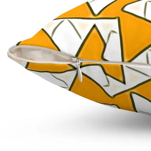 Yellow Abstract Pattern Polyester Square Pillow - Vibrant Home Decor - Dipaliz - Throw Pillows