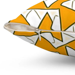 Yellow Abstract Pattern Polyester Square Pillow - Vibrant Home Decor - Dipaliz - Throw Pillows