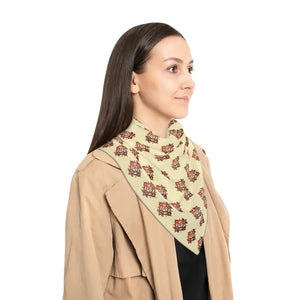 Vibrant Yellow Poly Scarf with Stunning Meditation Aum Pattern - Dipaliz - Scarves & Shawls