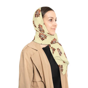 Vibrant Yellow Poly Scarf with Stunning Meditation Aum Pattern - Dipaliz - Scarves & Shawls