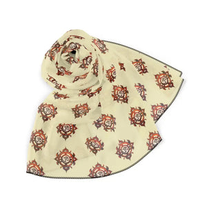 Vibrant Yellow Poly Scarf with Stunning Meditation Aum Pattern - Dipaliz - Voile / 25’’ × - Scarves & Shawls