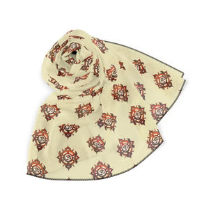 Vibrant Yellow Poly Scarf with Stunning Meditation Aum Pattern - Dipaliz - Voile / 50’’ × - Scarves & Shawls