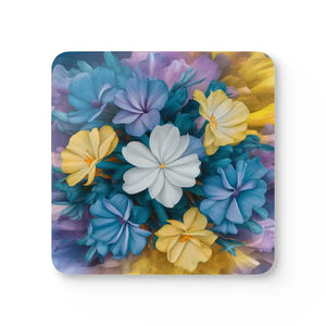 Vibrant Yellow Flowers Coaster Set - Corkwood Table Decor - Dipaliz - Cork / 3.75’’ × / Square - Coasters