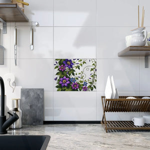 Purple Clematis Flowers – Ceramic Photo Tile - Dipaliz - Wall Tiles