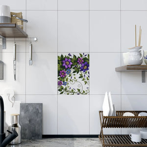 Purple Clematis Flowers – Ceramic Photo Tile - Dipaliz - Wall Tiles