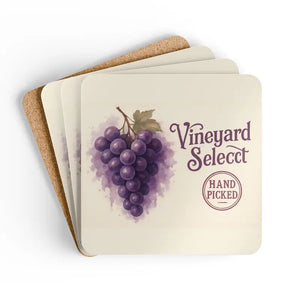 Vineyard Grapes Coaster Set - Wine Lover Gift - Dipaliz - Cork / 3.75’’ × / Square - Coasters
