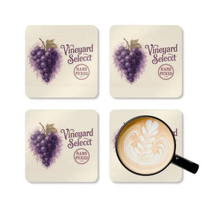 Vineyard Grapes Coaster Set - Wine Lover Gift - Dipaliz - Cork / 3.75’’ × / Square - Coasters