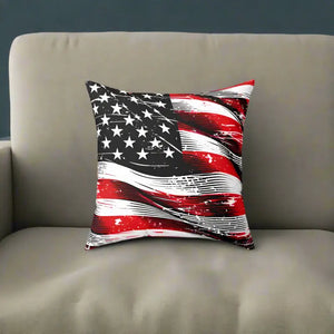 Vintage American Flag Pillow - Double Sided Patriotic Decor - Dipaliz - Throw Pillows