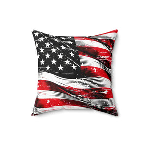 DipaliZ distressed flag pillow shown in the 16 by 16 inch size