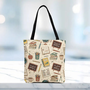 Bags - Vintage Booklover Woven Tote - Library Canvas Bag - Dipaliz Artwork / 17’’ × 18’’