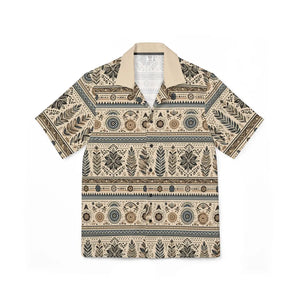 Vintage Botanical Hawaiian Camp Shirt - Beige Leaf - Dipaliz - Shirts - s