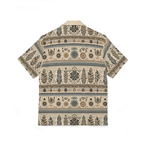 Vintage Botanical Hawaiian Camp Shirt - Beige Leaf - Dipaliz - Shirts - s