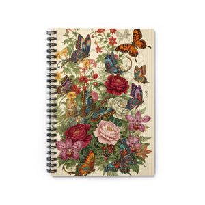 Vintage Butterfly Floral Spiral Notebook - Ruled Journal - Journals
