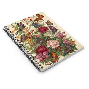 Vintage Butterfly Floral Spiral Notebook - Ruled Journal - Journals