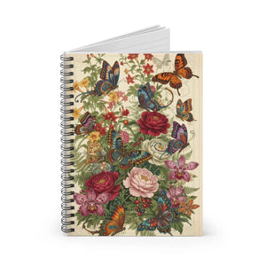 Vintage Butterfly Floral Spiral Notebook - Ruled Journal - Journals
