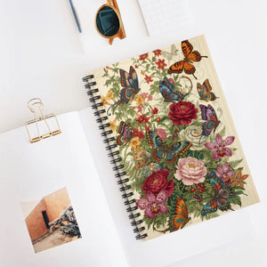 Vintage Butterfly Floral Spiral Notebook - Ruled Journal - Journals