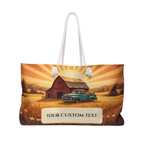 Vintage Farmhouse Weekender Bag – Personalized ?Your Custom Text’ Travel Tote - Duffel Bags